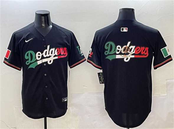 Men%27s Los Angeles Dodgers Team Big Logo Black Mexico Flag Limited Stitched Jersey